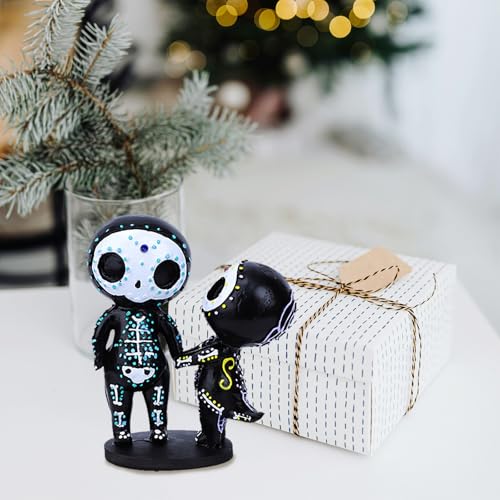 Estatua de pareja Calavera de Azúcar resina decorativa miniatura 5