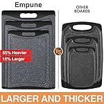Extra Large Cutting Boards, Plastic Cutting Boards for Kitchen (Set of 3) Cutting Board Set Dishwasher Chopping Board with Juice Grooves Easy-Grip Handles, Dark Grey, Empune - Image 2