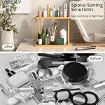 PEKER Bamboo Bathroom Organizer Countertop – Small Vanity Storage Shelf for Makeup, Perfume, Skincare – Natural Cosmetics Display Rack for Dresser, Sink, Kitchen – Natural - Image 5