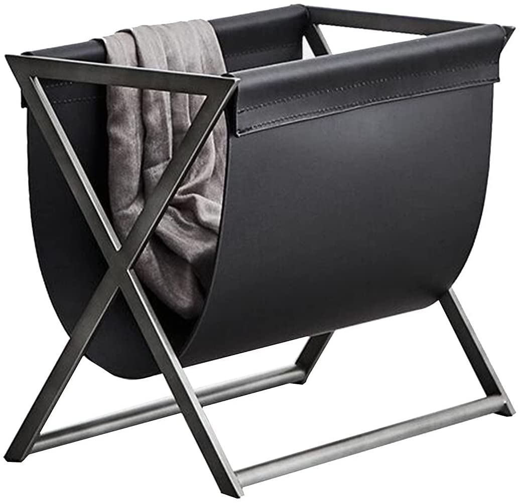 INDIAN DECOR 48269 Metal Leather Art Book Tables and Newspaper Rack, Stainless Steel Magazine Rack, Sofa Coffee Table, Crossover Design (Size: 19.68 * 11.61 * 16.92in, Color: Black)-image-38