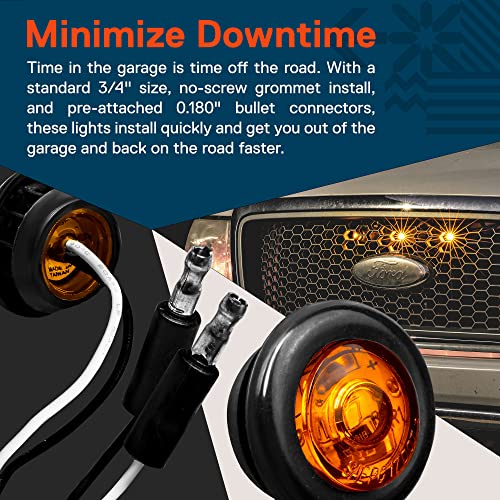 2Pc 3/4" Round Amber Trailer Led Marker Light [Dot Fmvss 108] [Sae P2Pc] [Semi-Spherical Output] [Ip67 Waterproof] [Bullet Style] Round Clearance Marker Lights For Trailer Truck #TOP1