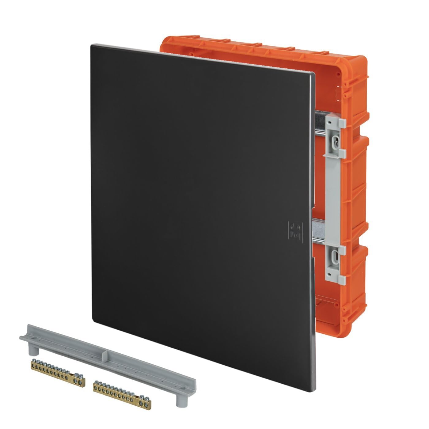Centralino da Incasso per Muratura con Morsettiera – Quadro Elettrico 24 Moduli DIN (2x12), Ultrasottile 11 mm, Stile Moderno ed Elegante, IP40, Guida DIN, per Ristrutturazione Appartamenti, Nero