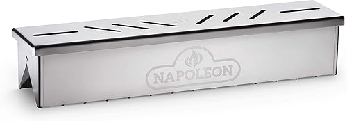 Napoleon Caja ahumadora de acero inoxidable 67013 añade sabor ahumado a la barbacoa, convierte fácilmente la parrilla de gas en ahumador, añade