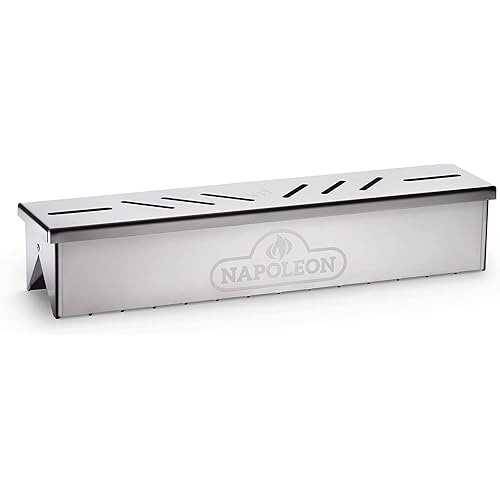Napoleon Stainless Steel Smoker Box 67013 Add Smoky Flavor to BBQ, Easily Turn Gas Grill Into Smoker, Add Wood Chips or Chunks to Smoke Food on Barbecue