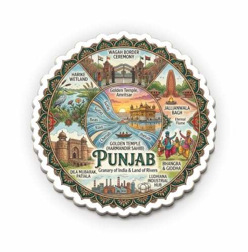 Image of Punjab Textured Finish Acrylic Fridge Magnet - UV Texture Printed, Stylish Multicolor Magnet for Fridge, Wardrobe & Metal Surfaces, Pack of 1 (Punjab)