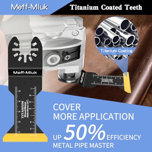 Meff-Mluk 15PCS Titanium Oscillating Saw Blades Metal Cutting, Universal Multi Tool Blade Kits for Soft Metal Nails Hard Material and Wood Plastic, Multitool Blades Fit Dewalt Bosch Milwaukee Ryobi 4 Meff-Mluk 15PCS Titanium Oscillating Saw Blades Metal Cutting, Universal Multi Tool Blade Kits for Soft Metal Nails Hard Material and Wood Plastic, Multitool Blades Fit Dewalt Bosch Milwaukee Ryobi - Image 4