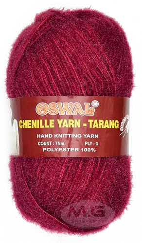 Image of M.G ENTERPRISE Knitting Wool Yarn, Soft Fancy Feather Wool Deep Rose 100 GMS Best Used with Knitting Needles, Soft Fancy Wool-YE Art-HFF