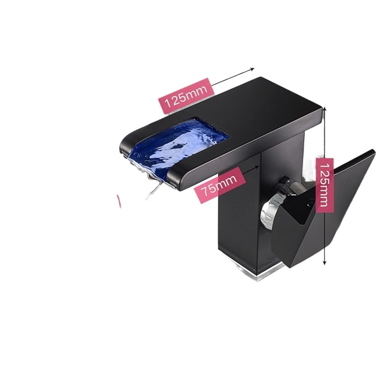 Robinet lavabo chaud et froid cascade LED avec mitigeur laiton pour évier de toilettes