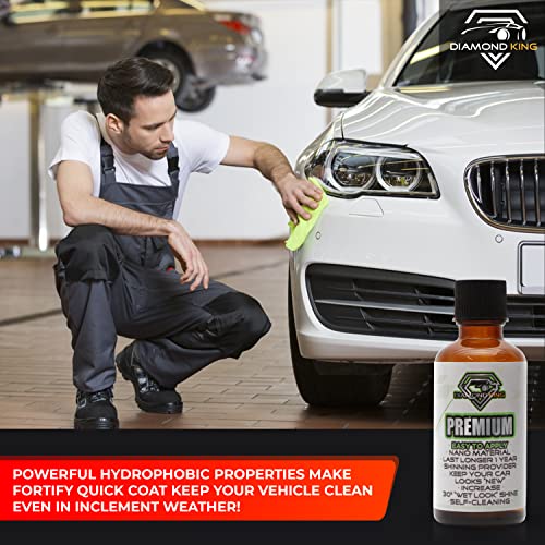 Diamond King 9H Nano Premium Plus Ceramic Car Coating High Gloss- Ceramic Coating For Cars - Car Detailing, Hydrophobic Top Coat, Durable, Quick Coat Car Wax Polish Gloss - Car Shiner, Cleaner - 50Ml #TOP6