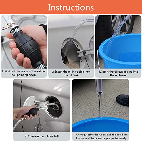 Abnaok Handpumpe Benzinpumpe, Dieselpumpe ölpumpe mit 2M Rnglebigen PVC Sahlauch, Universal Absdugpumpe für Boot Auto Fahrzeug Diesel Benzin Öl Watser