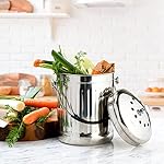RED FACTOR Premium Compost Bin for Kitchen Countertop - Stainless Steel Food Waste Bucket with Innovative Dual Filter Technology - Includes Spare Filters (Brilliant Steel, 1.3 Gallon) - Image 4