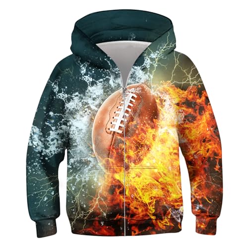 Idgreatim 6-14T Boys Zip Up Hoodies Kids 3D Graphic Hoody Sweatshirt Zipper Pullover with Pockets