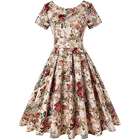 Women's 1950s Retro Vintage A-Line Short Sleeves Cocktail Swing Party Dress Cover