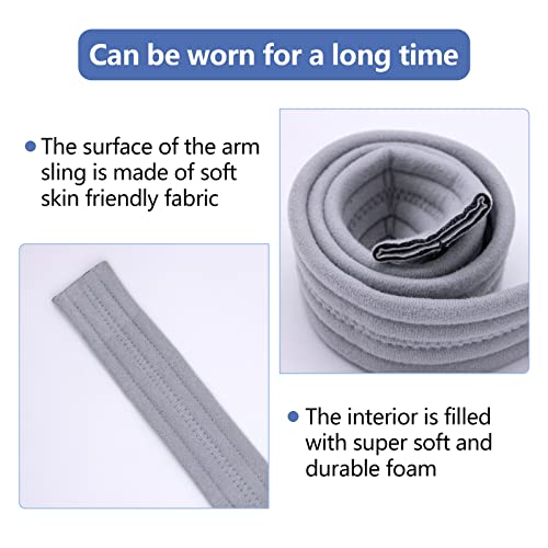 yeloumiss Arm Sling Adjustable Shoulder Support Sling Lightweight Comfortable Shoulder Immobiliser Support for Women and Men for Right Left for Wrist Hand Elbow Arm Injured 63 inch (Gray) - Image 4