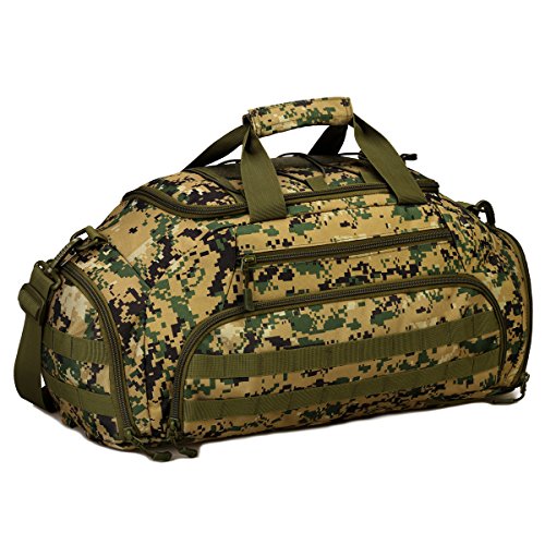 UNISTRENGH 3-Ways Tactical Military Nylon Men Holdall Weekend Travel Duffel Bag Backpack Messenger Shoulder Bags Rucksack Handbag (Jungle Camouflage)