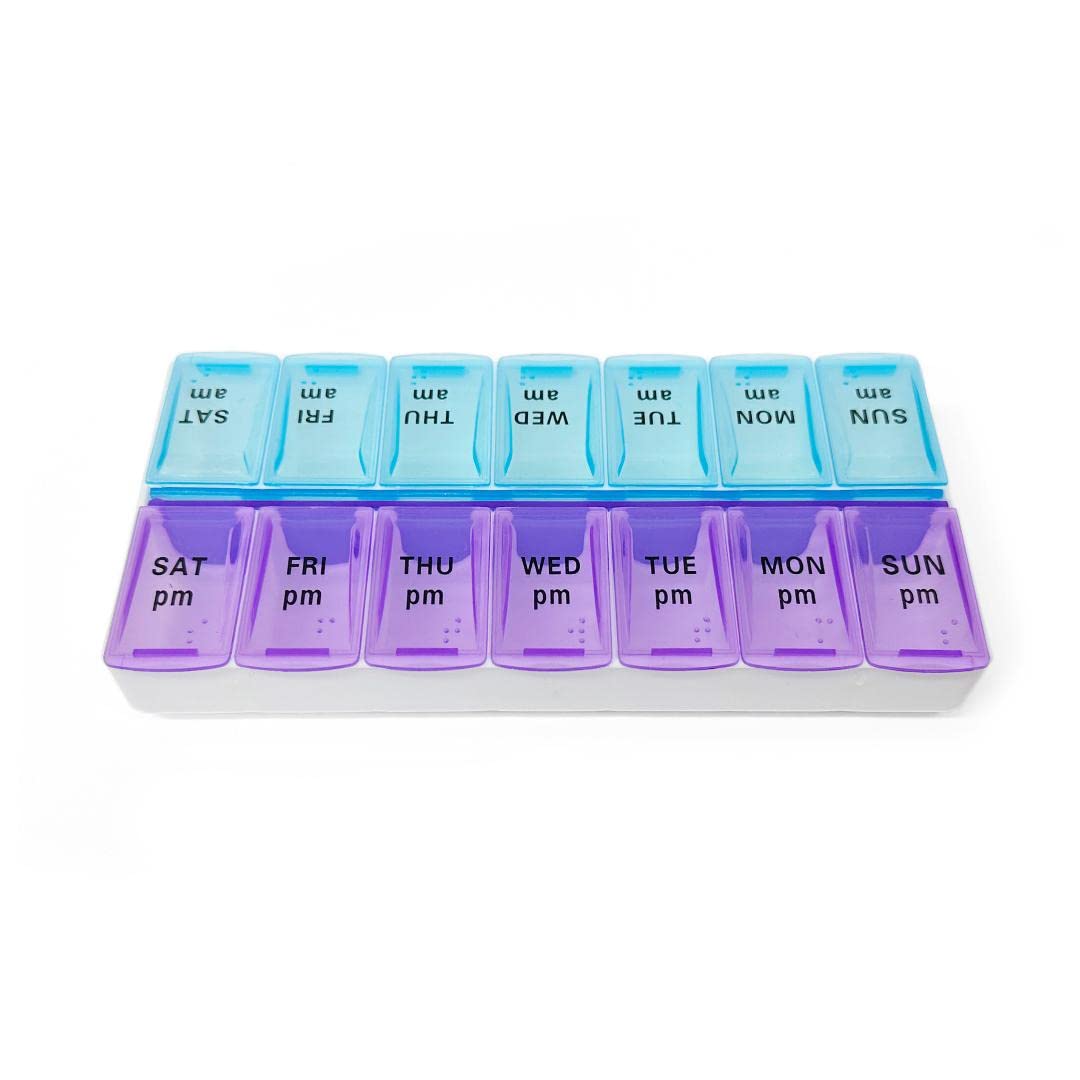 7 Day Weekly Pill AM PM Organizer Pack of 2 (Red Purple)