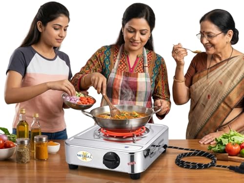 Image of Stainless Steel 2000 Watt Induction Cooktop Electric Stove Without Gas for Kitchen Energy Efficient Induction Chulha for All Utensils Compact Hot Plate for Daily Cooking