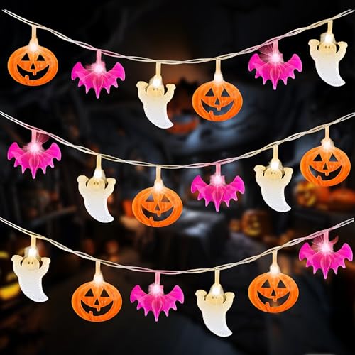 Kimuwote Halloween Lichterkette, 3 Meter 30 LED Lichterkette Batterie,...
