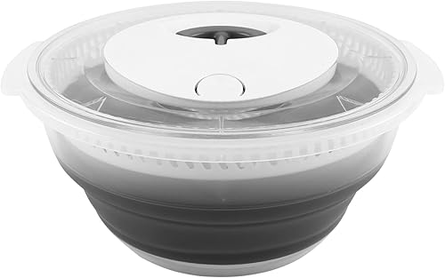 COOK WITH COLOR Spinner plegable para ensaladas, secadora de lechuga de 4 cuartos de galón que ahorra espacio con colador plegable perfecto para