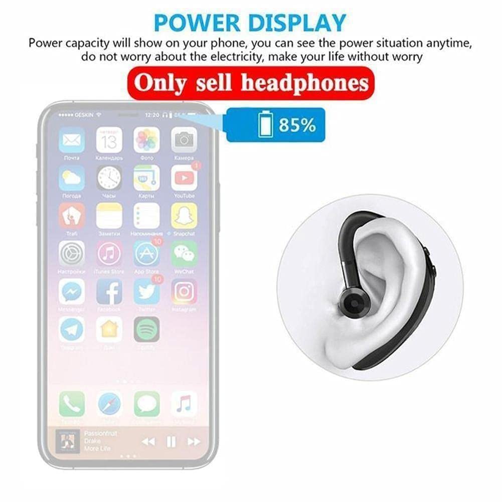 Auriculares Bluetooth con gancho para el oído, micrófono, manos libres para deportes y negocios