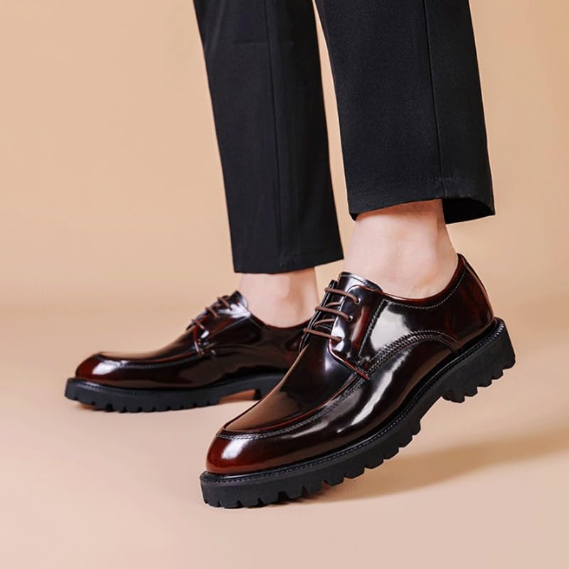 Mens Classic Formal Oxford Lace Up Wedding Pointed Toe Dress Shoes Fashion Round-Toe Low Top Leather Derby Shoes for Men2