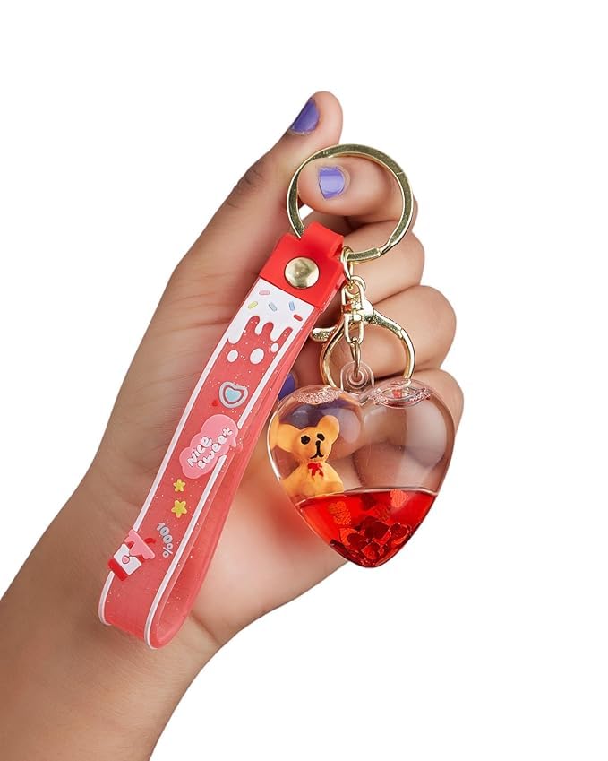 Keychain for Girls & Boys | Kawaii School Bag Charm with Glitter Shaker Pendant | Backpack Accessory, Key Ring, Handbag Charm, Birthday Gift for Kids (4)