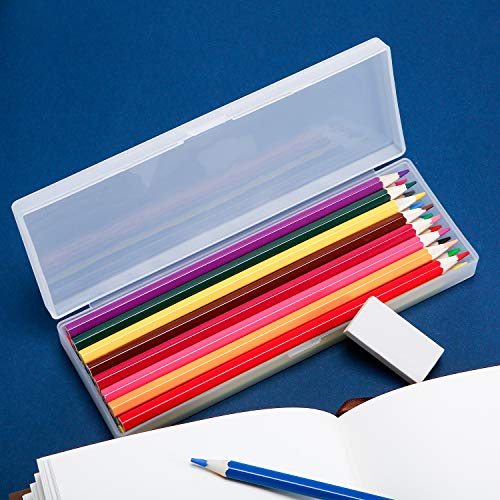 4 Pieces Plastic Pencil Case Plastic Stationery Case With Hinged Lid And Snap Closure For Pencils, Pens, Drill Bits, Office Supplies (Black, Pink, White, Green) #TOP2