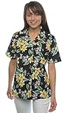 Benny's Womens Floral Plumeria and Orchids Hawaiian Shirt