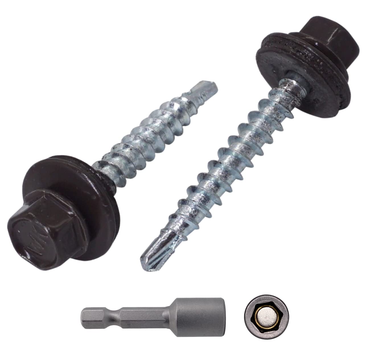 SKIR'CO (Pack of 140 pcs) Metal Roofing Screws, 4.8 x 35 mm Painted Self-Drilling Screws With EPDM Washers