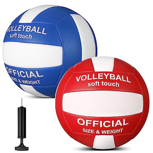 Image of Lenwen 2 Pack Volleyball Official Size 5, Blue-White, Red-White