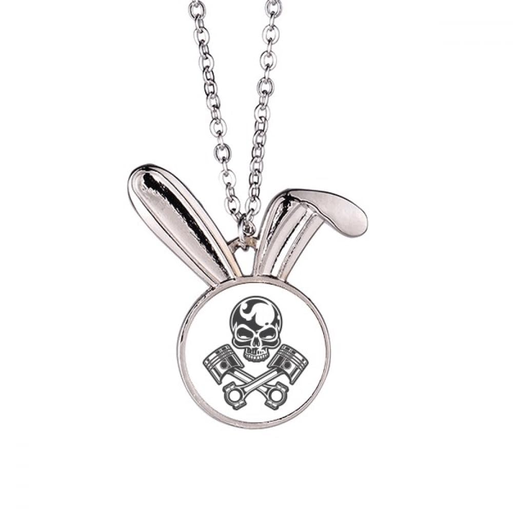 Pendentif lapin squelette lunettes de moto collier gothique - 5