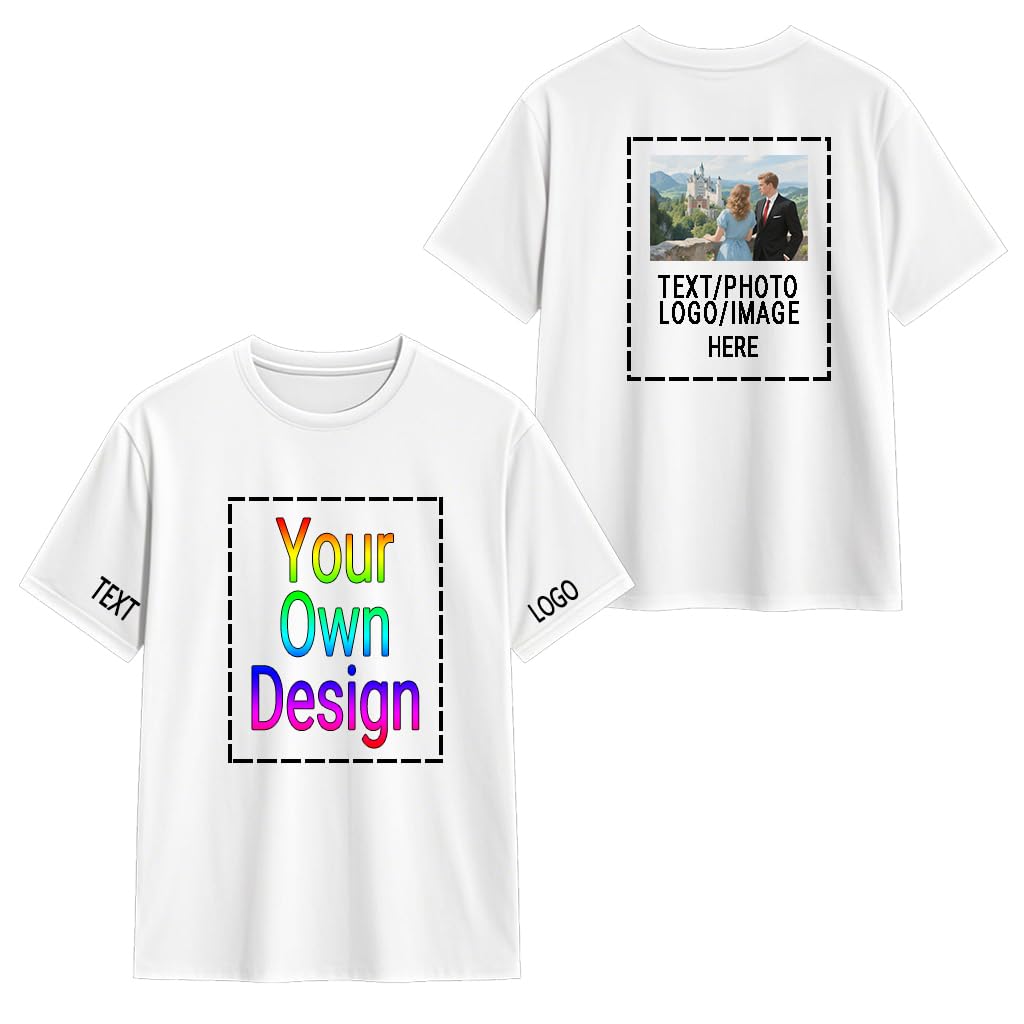 DQHXTK Personalised Photo T-Shirt Premium Unisex - Ideal for Stag/Hen Events,Birthday, Christmas,Memorial, Workwear, Front Photo Print, Customisable for Any Occasion White