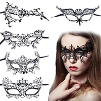 ZEPIQOR 5 Pezzi Maschera Carnevale Nera, Maschera di Pizzo Maschera Sexy per Donna, Maschera Carnevale Viso in Pizzo Maschere di Travestimento per Carnevale