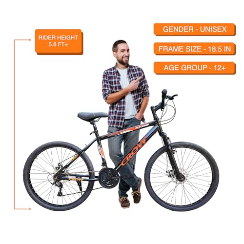 Image of CROW - Atom 21 Speed Gear Cycle | 29 inch T Cycle for Boys 12 to 15 Years | Bicycle for Men Adult | Mountain Bike with Front Suspension & Dual Disc Brakes| Unisex MTB Cycle for Men |