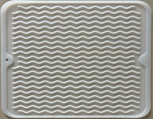 Image of Large 24 inch x 18 inch Silicone Dish Drying Mat for Kitchen Counter, Easy clean, Quick Dry, Heat-resistant Dish Drainer Mat for Sink,Refrigerator or Drawer liner (Food Grade Silicone-Translucent)