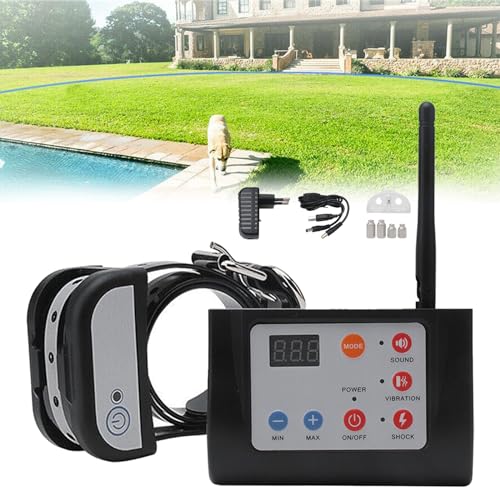 SXDDHZX Wireless Dog Fence & Dog Training Collar 2 in 1 with Remote, Adjustable Range Up to 1640 Feet, IP65 Waterproof Rechargeable Collar Receiver, Dog Boundary Container System for All Dogs,for1dog