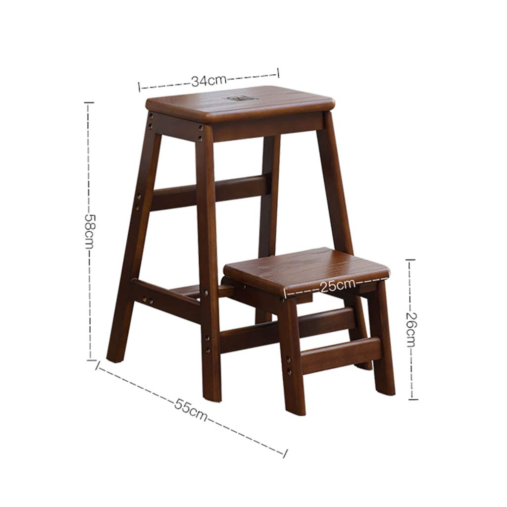 2 Pasos Taburete de Escalera Plegable Escalera Interior de Madera Silla de Cocina Taburete de Paso para Adultos Niños Multifuncional Flor Rack/Banco de Zapatos, 150 kg