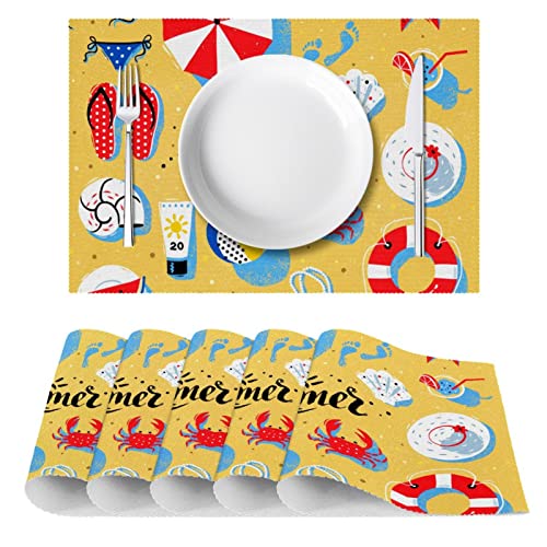 Set de table motif plage d'été pour protéger la table des plats chauds