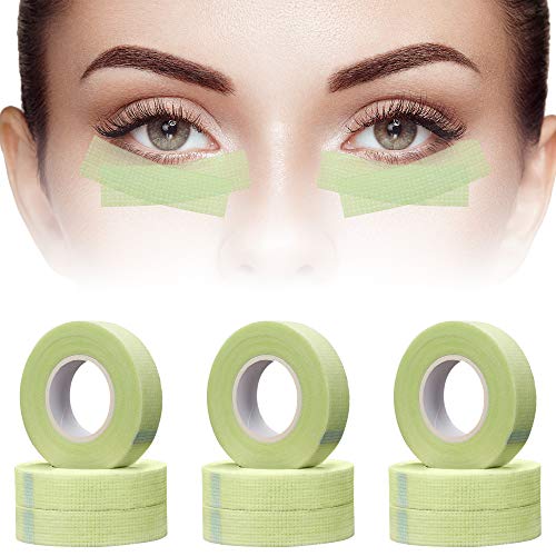 YASUOA 9 Rolls Eyelash Extension Tape Eyelashes Grafting Breathable False Eyelashes Adhesive Non-woven Wrap Tape for Makeup Individual Professional Beauty Salon Girls Women,0.5 inch x 10 Yards,Green