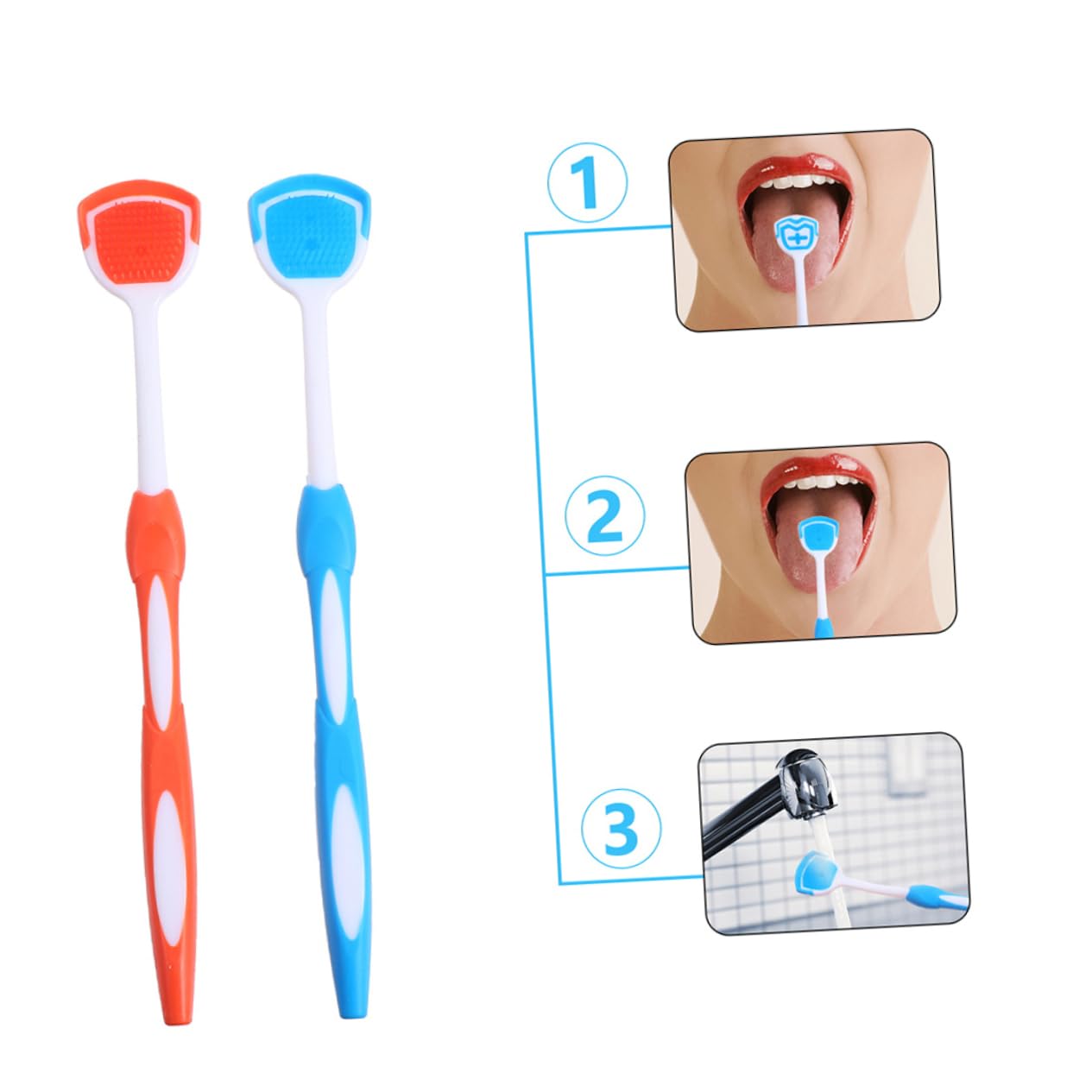 Baluue 12pezzi Raschietti Per Lingua Riutilizzabili Spazzole Per Pulizia Lingua Inossidabile Con Design Ergonomico Per Igiene Orale Colori e Arancione