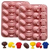 2PCS Football Chocolate Mold 20 Cavites Football Silicone Mold Sports Theme Silicone Candy Mold Helmet, and Jersey, Football Mold for Jello Gummy Ice Cube Cupcake Decorations