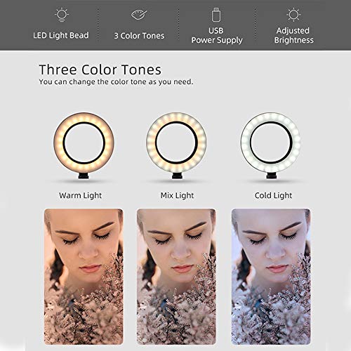 Anel de luz LED Andoer para transmissão ao vivo, fotografia de selfie, fotografia de vídeo com supor