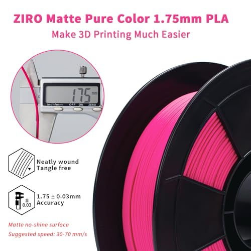 Image of ZIRO Matte PLA Filament 1kg, No-Shine High Toughness Material, Rose | Fit for Most FDM 3D Printer, 1.75mm 1KG Spool, Dimensional Accuracy + /-0.03mm, Colorful PLA FilamenT