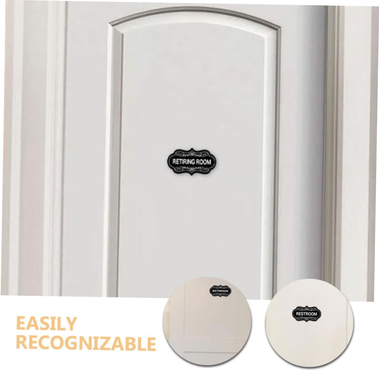 4pcs Bathroom Decor Wall Stickers Restroom Sign Toilet Door Sticker Washroom Indicator Storage Decor for Home Office Hotel