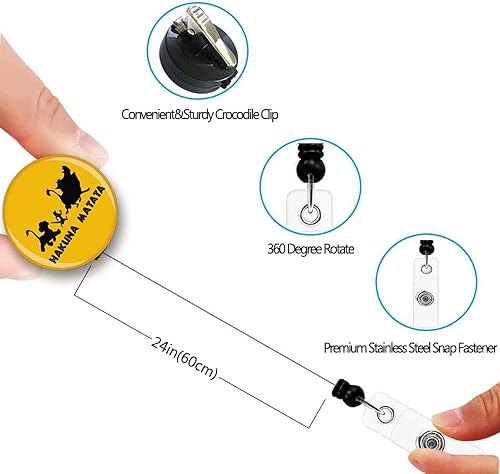 Miniatura 3 de Hakuna Matata Retractable Badge Reel ID Card Badge Holder with Alligator Clip Name Badge Holder Office Employee Name Badge