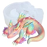 KAKIWYHHH Magical Rainbow Dragon 3D Epoxy Resin Silicone Mold for Fondant Sugar Craft, Cake Topper Decorating, Polymer Clay, Plaster