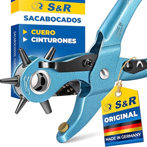 S&R Alicate Sacabocados para Agujeros Cinturones y Cuero. MADE IN GERMANY. Punzones de 2/2,5/3 /3,5/4 /4,5 mm