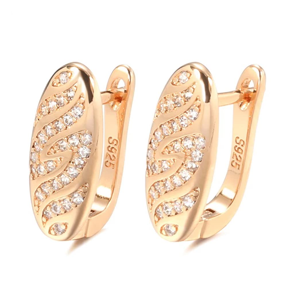 Shining Diva Fashion 18k Rose Gold Plated Latest Fancy Stylish Copper Zircon Bali Earrings for Women and Girls