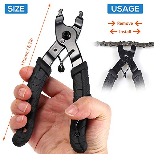 Andoer Conjunto de ferramentas de corrente de bicicleta com alicate de elo para bicicleta, indicador