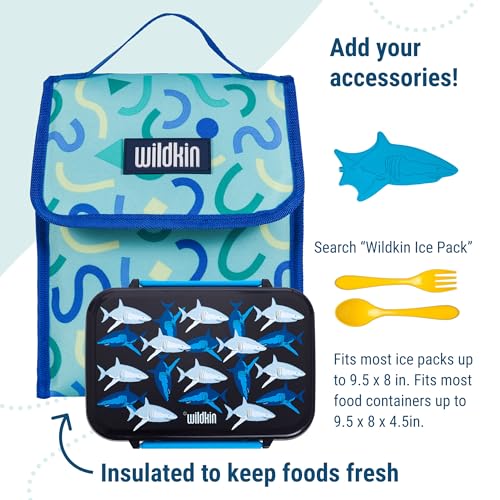 Image of Wildkin Kids Insulated Lunch Bag - Keeps Food Hot or Cold, Easy-Clean Lining and BPA-free for Boys & Girls, Ideal for School, Travel & Daycare - Confetti Blue